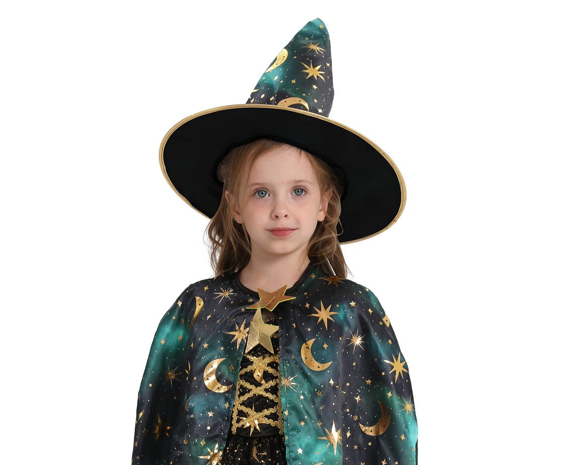 Role play set for kids Green Wizard (cape, hat), size 92/104 cm